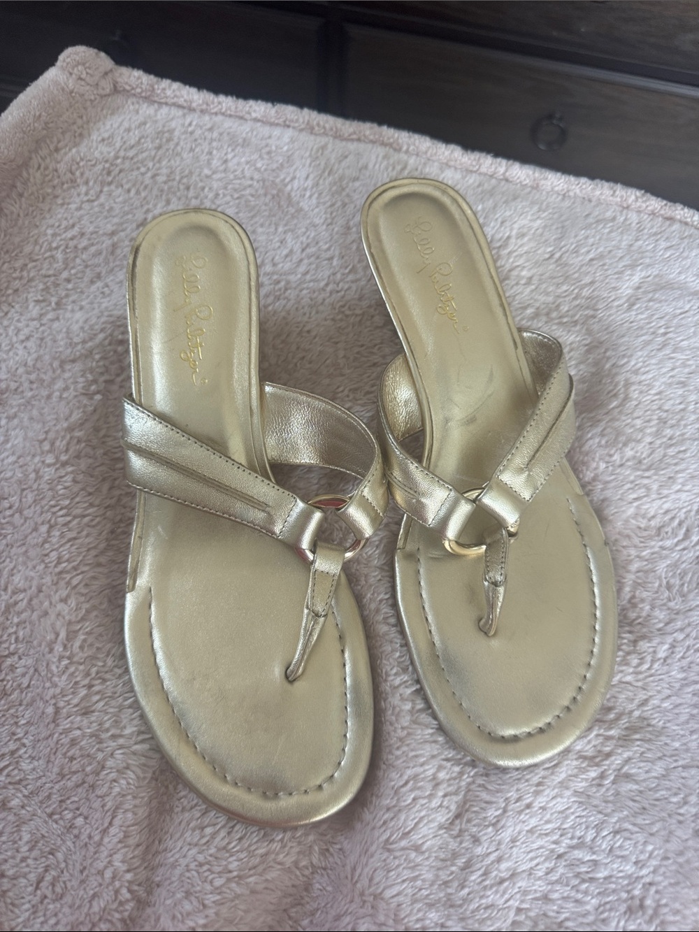 Lilly Pulitzer Metallic Gold Thong Sandals - Women